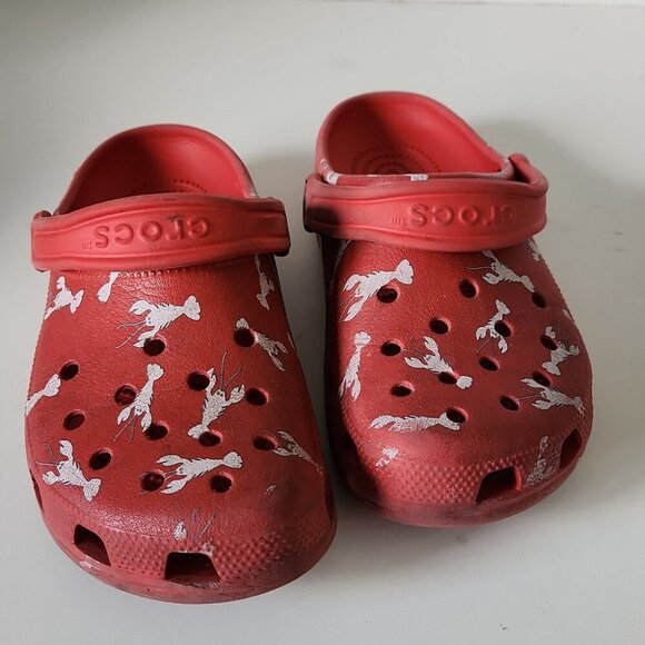 CROCS | Lobster Clogs Slipons Sandals Scarlet Red Mens Sz 6 Womens Sz 8 - Picture 3 of 5
